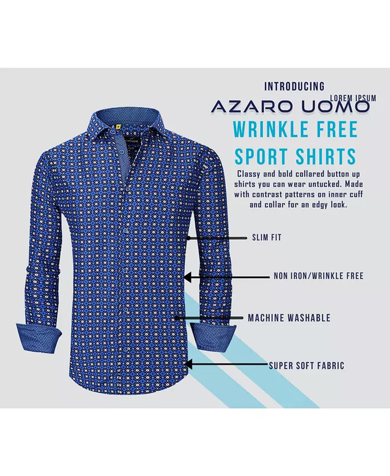 Men'S Slim Fit Business Nautical Button down Dress Shirt