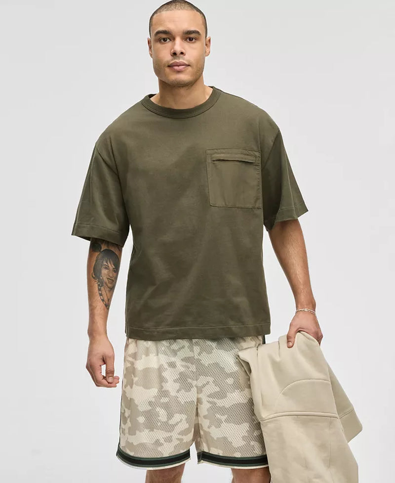 Men'S Short-Sleeve Relaxed-Fit Mixed Media T-Shirt, Exclusively at Macy'S